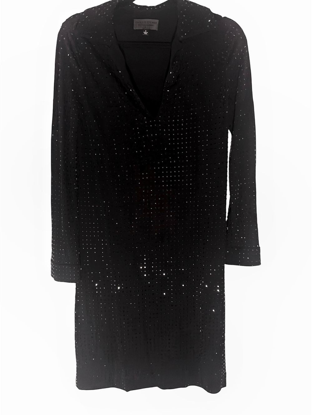 Nili Lotan Adelyn Dress | Black Crystal Beaded | Midi | Small | NWOT